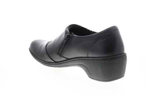 Clarks Channing Essa 26108789 Womens Black Leather Loafer Flats Shoes