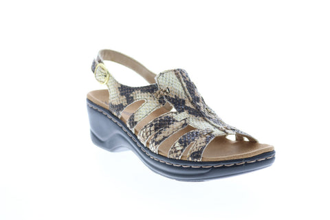 Clarks Leximarigold Q 26109156 Womens Beige Narrow Leather Sandals Shoes