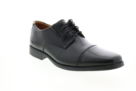 Clarks Tilden Cap Ox 26110309 Mens Black Leather Oxfords Cap Toe Shoes