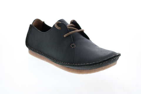 Clarks Janey Mae 26111428 Womens Black Leather Lifestyle Sneakers Shoes