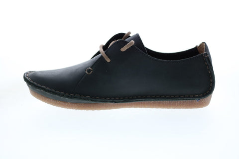 Clarks Janey Mae 26111428 Womens Black Leather Lifestyle Sneakers Shoes