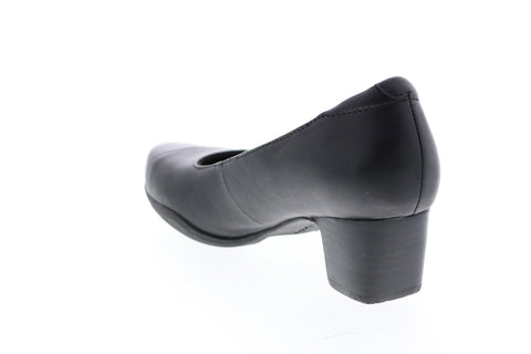 Clarks Rosalyn Belle 26111581 Womens Black Wide Leather Pumps Heels Shoes