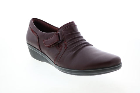 Clarks Everlay Coda 26112637 Womens Burgundy Leather Strap Loafer Flats Shoes