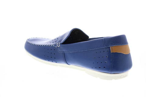 Clarks Trimocc Sun 26115306 Mens Blue Leather Loafers Moccasin Shoes