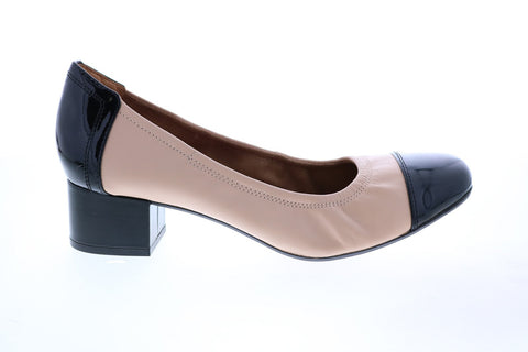 Clarks Cala Dor 26115590 Womens Beige Black Leather Slip On Pumps Heels Shoes