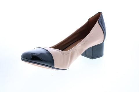 Clarks Cala Dor 26115590 Womens Beige Black Leather Slip On Pumps Heels Shoes