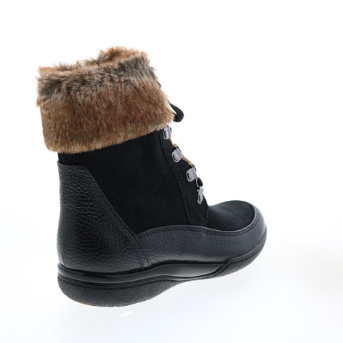 Clarks Kearns Ramsey 26115744 Womens Black Leather Lace Up Mid Calf Boots