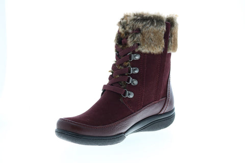 Clarks Kearns Ramsey 26115746 Womens Burgundy Suede Lace Up Mid Calf Boots