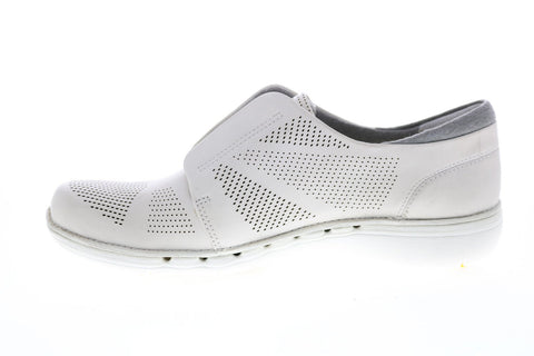 Clarks Un Voltra 26117828 Womens White Wide Leather Oxford Flats Shoes