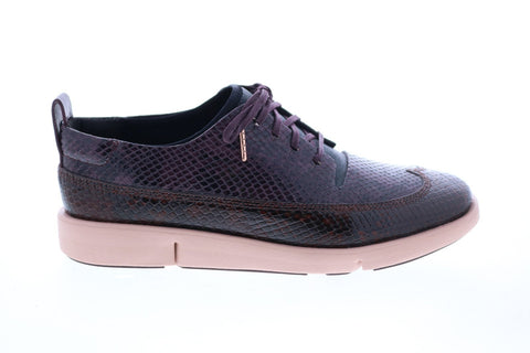 Clarks Tri Nia 26118791 Womens Purple Leather Lifestyle Sneakers Shoes