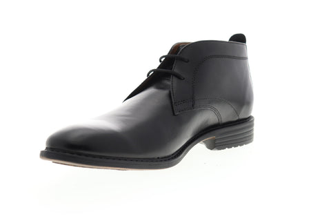 Bostonian Garvan Mid 26119387 Mens Black Leather Mid Top Lace Up Chukkas Boots