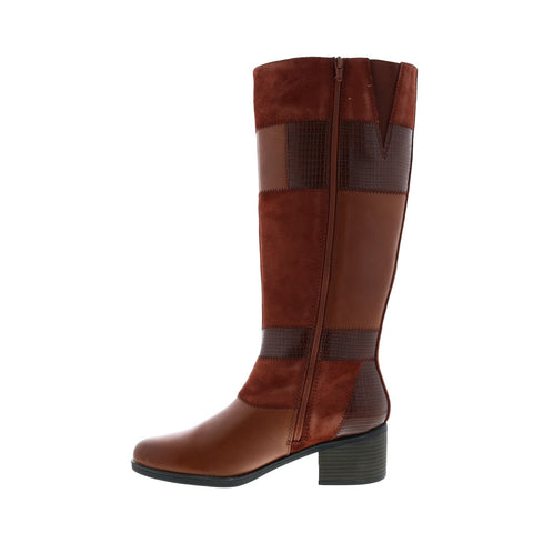 Clarks Nevella Nova 26120570 Womens Brown Leather Zipper Knee High Boots