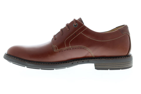 Clarks Unelott Plain 26121146 Mens Brown Leather Casual Lace Up Oxfords Shoes