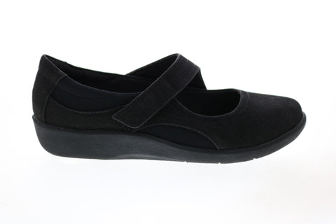 Clarks Sillian Bella 26121457 Womens Black Suede Mary Jane Flats Shoes