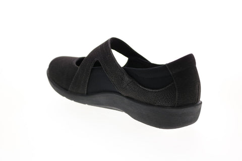 Clarks Sillian Bella 26121457 Womens Black Suede Mary Jane Flats Shoes