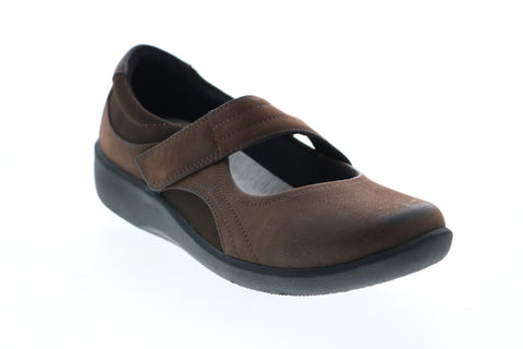 Clarks Sillian Bella 26121459 Womens Brown Narrow Leather Mary Jane Flats Shoes