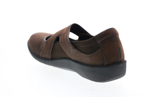Clarks Sillian Bella 26121459 Womens Brown Narrow Leather Mary Jane Flats Shoes