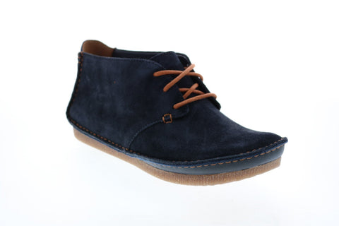 Clarks Janey Lynn 26121724 Womens Blue Suede Lifestyle Sneakers Shoes