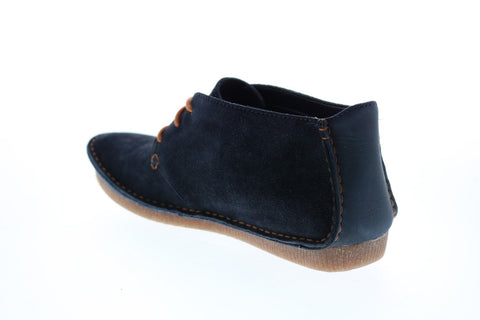 Clarks Janey Lynn 26121724 Womens Blue Suede Lifestyle Sneakers Shoes