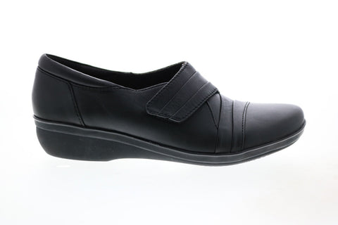 Clarks Everlay Tara Leather 26122183 Womens Black Strap Loafer Flats Shoes