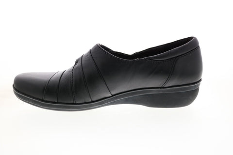 Clarks Everlay Tara Leather 26122183 Womens Black Strap Loafer Flats Shoes