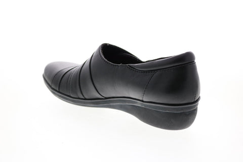 Clarks Everlay Tara Leather 26122183 Womens Black Strap Loafer Flats Shoes