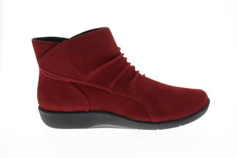 Clarks Sillian Sway 26122559 Womens Red Canvas Strap Chelsea Boots