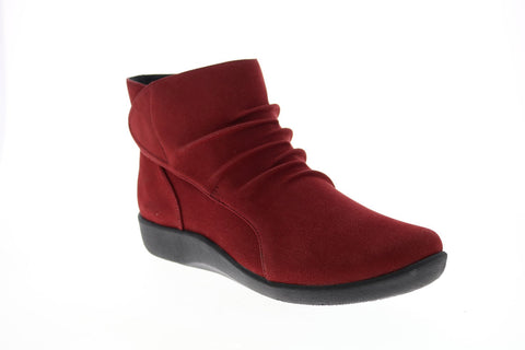 Clarks Sillian Sway 26122559 Womens Red Canvas Strap Chelsea Boots