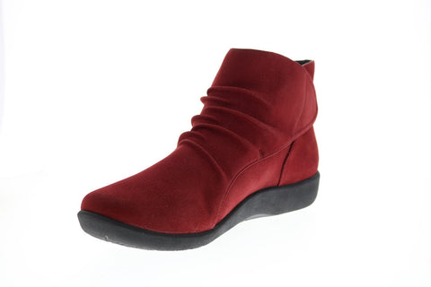 Clarks Sillian Sway 26122559 Womens Red Canvas Strap Chelsea Boots