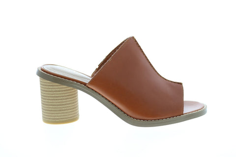 Clarks Glacier Chic 26122868 Womens Brown Leather Slip On Mule Flats Shoes