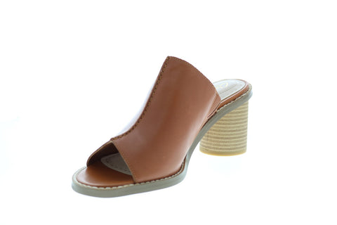 Clarks Glacier Chic 26122868 Womens Brown Leather Slip On Mule Flats Shoes