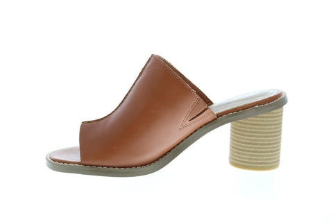 Clarks Glacier Chic 26122868 Womens Brown Leather Slip On Mule Flats Shoes