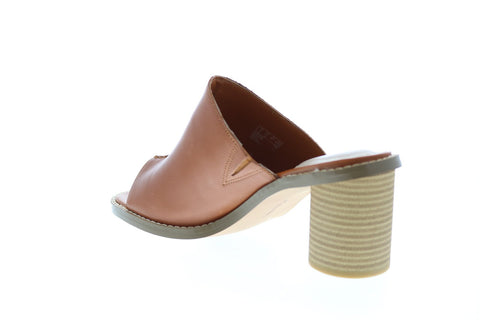 Clarks Glacier Chic 26122868 Womens Brown Leather Slip On Mule Flats Shoes