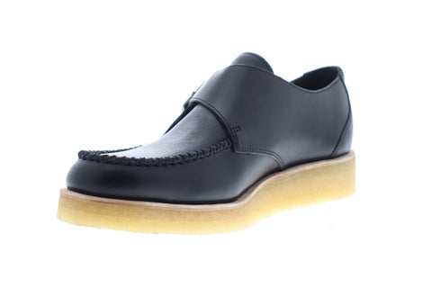 Clarks Burcott Monk Mens Black Leather Casual Dress Strap Oxfords Shoes