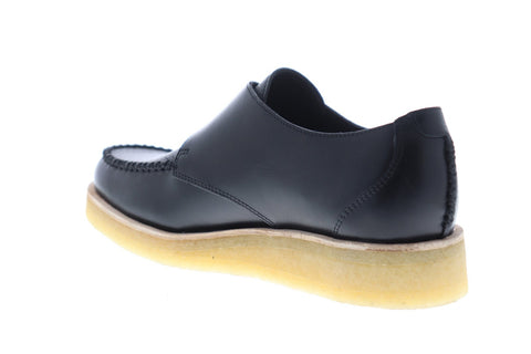 Clarks Burcott Monk Mens Black Leather Casual Dress Strap Oxfords Shoes