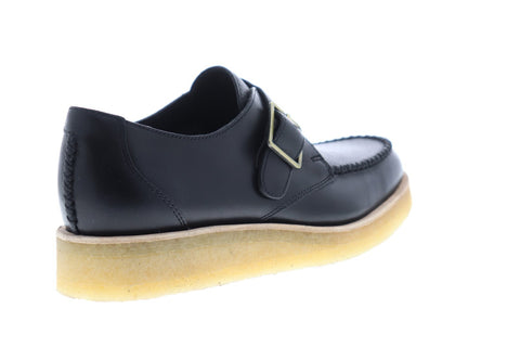 Clarks Burcott Monk Mens Black Leather Casual Dress Strap Oxfords Shoes