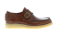 Clarks Burcott Monk Mens Brown Leather Casual Strap Oxfords Shoes