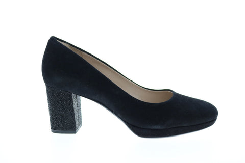 Kelda Hope Black Suede Slip On Pumps Heels Shoe - Ruze Shoes