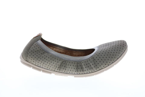 Clarks Un Tract 26124049 Womens Green Leather Slip On Ballet Flats Shoes