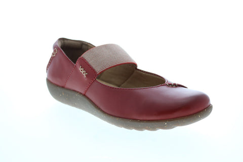 Clarks Medora Elie Leather 26124402 Womens Red Zipper Ballet Flats Shoes