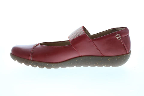 Clarks Medora Elie Leather 26124402 Womens Red Zipper Ballet Flats Shoes