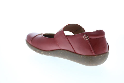 Clarks Medora Elie Leather 26124402 Womens Red Zipper Ballet Flats Shoes