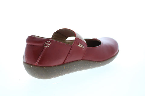 Clarks Medora Elie Leather 26124402 Womens Red Zipper Ballet Flats Shoes