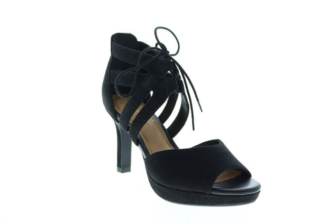 Clarks Mayra Ellie 26124432 Womens Black Leather Strap Pumps Heels Shoes