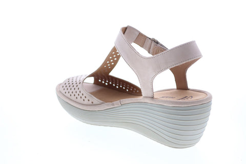 Clarks Reedly Waylin 26124838 Womens Brown Leather Strap Wedges Heels Shoes