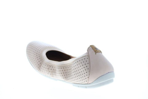 Clarks Un Tract 26124932 Womens Pink Wide Leather Slip On Ballet Flats Shoes