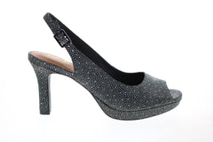 Clarks Mayra Blossom 26124979 Womens Black Nubuck Strap Pumps Heels Shoes