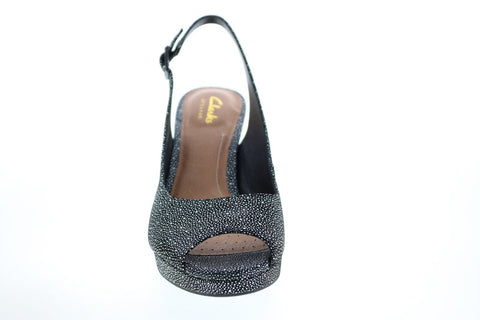 Clarks Mayra Blossom 26124979 Womens Black Leather Strap Pumps Heels Shoes