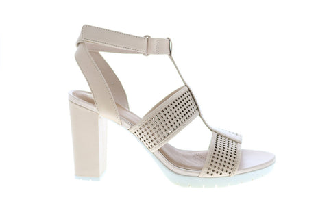 Clarks Pastina Castle 26125064 Womens Beige Leather Strap Strap Heels Shoes