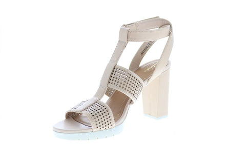 Clarks Pastina Castle 26125064 Womens Beige Leather Strap Strap Heels Shoes